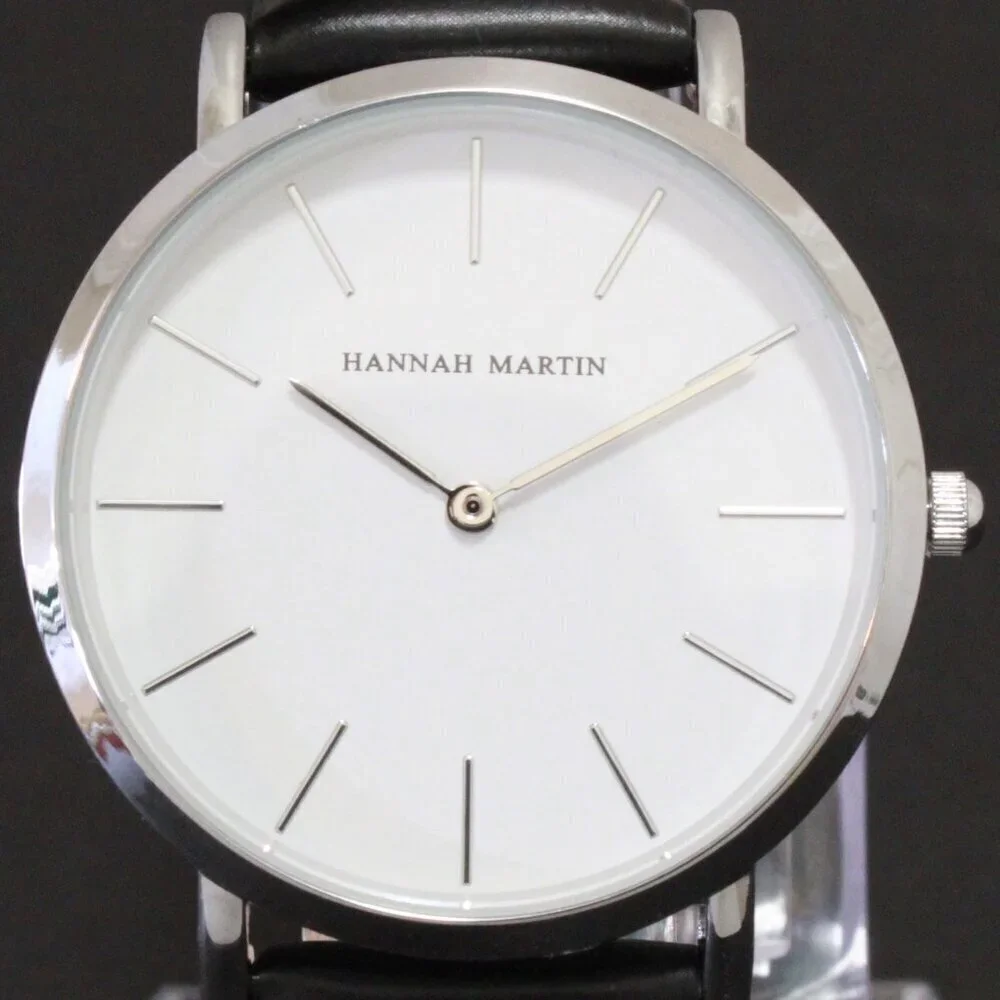 Men's Classic Minimalist 2 Hand Quartz Watch Raised Indices Black Strap 36mm